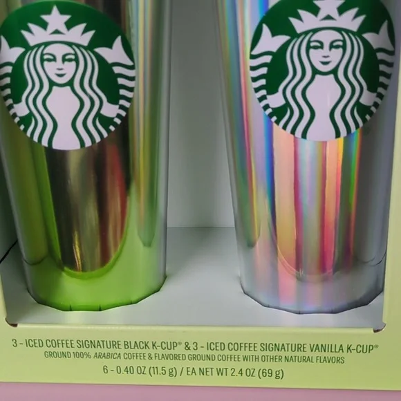 Starbucks 24 oz Tumbler Set & 6 Iced Coffee K-Cup Pods In Green Tones - Picture 3 of 7